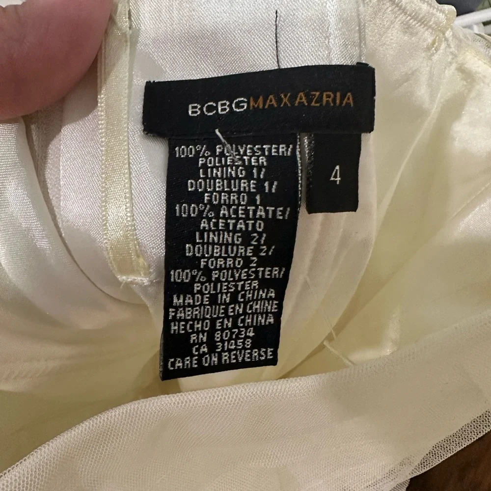 BCBG Max Azria Strapless Evening Off White Maxi Tiered dress Casual Wedding 4 - Picture 7 of 8